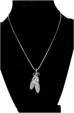 BALLERINA Slippers Made with Swarovski Crystal Ballet Dance Shoes Charm Necklace